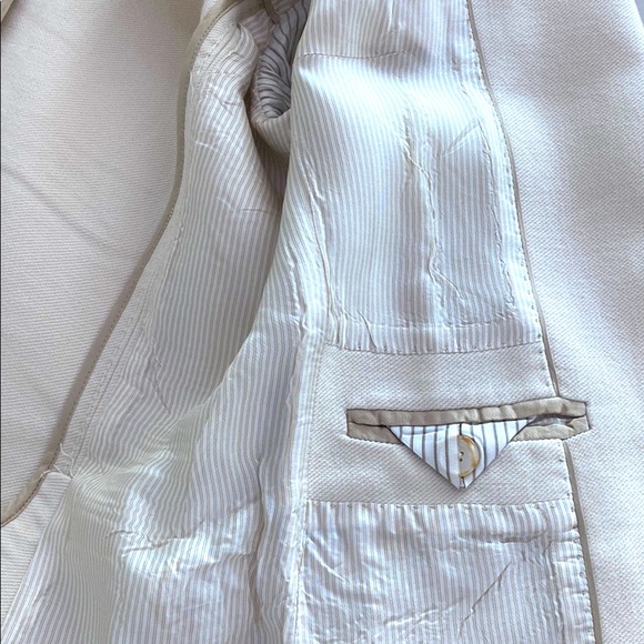 Massimo Dutti Cotton Slim Cream Blazer - Picture 9 of 13